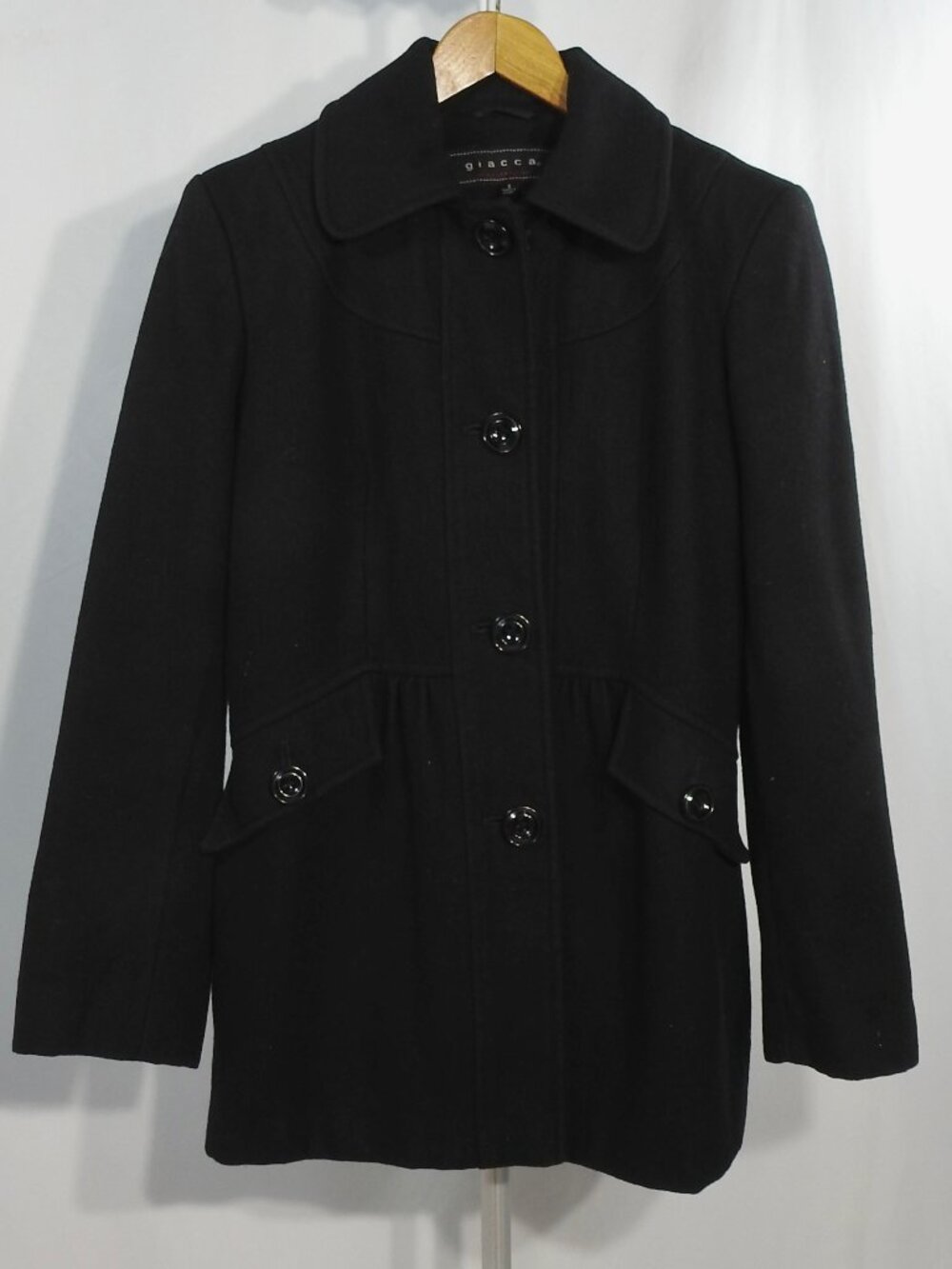 Giacca Sz S Wool Blend Black Coat Womens
